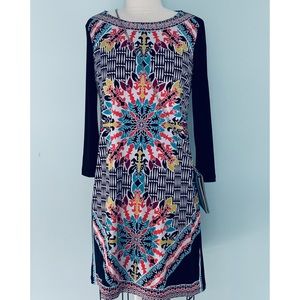 Cynthia Rowley Black w/Front Print Panel Dress M